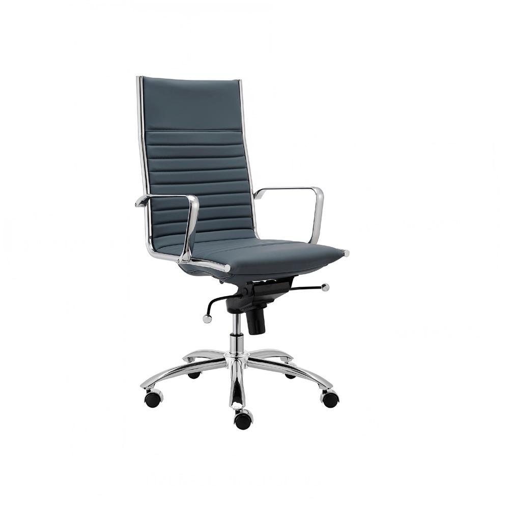 Euro Style - Dirk Faux Leather High Back Office Chair, Blue/Chrome - 00675BLU veiw 8