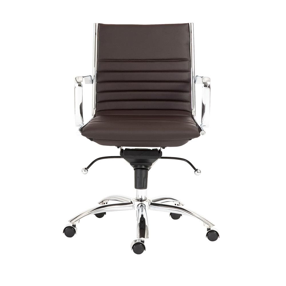 Euro Style - Dirk Faux Leather Low Back Office Chair, Brown/Chrome - 00674BRN veiw 1