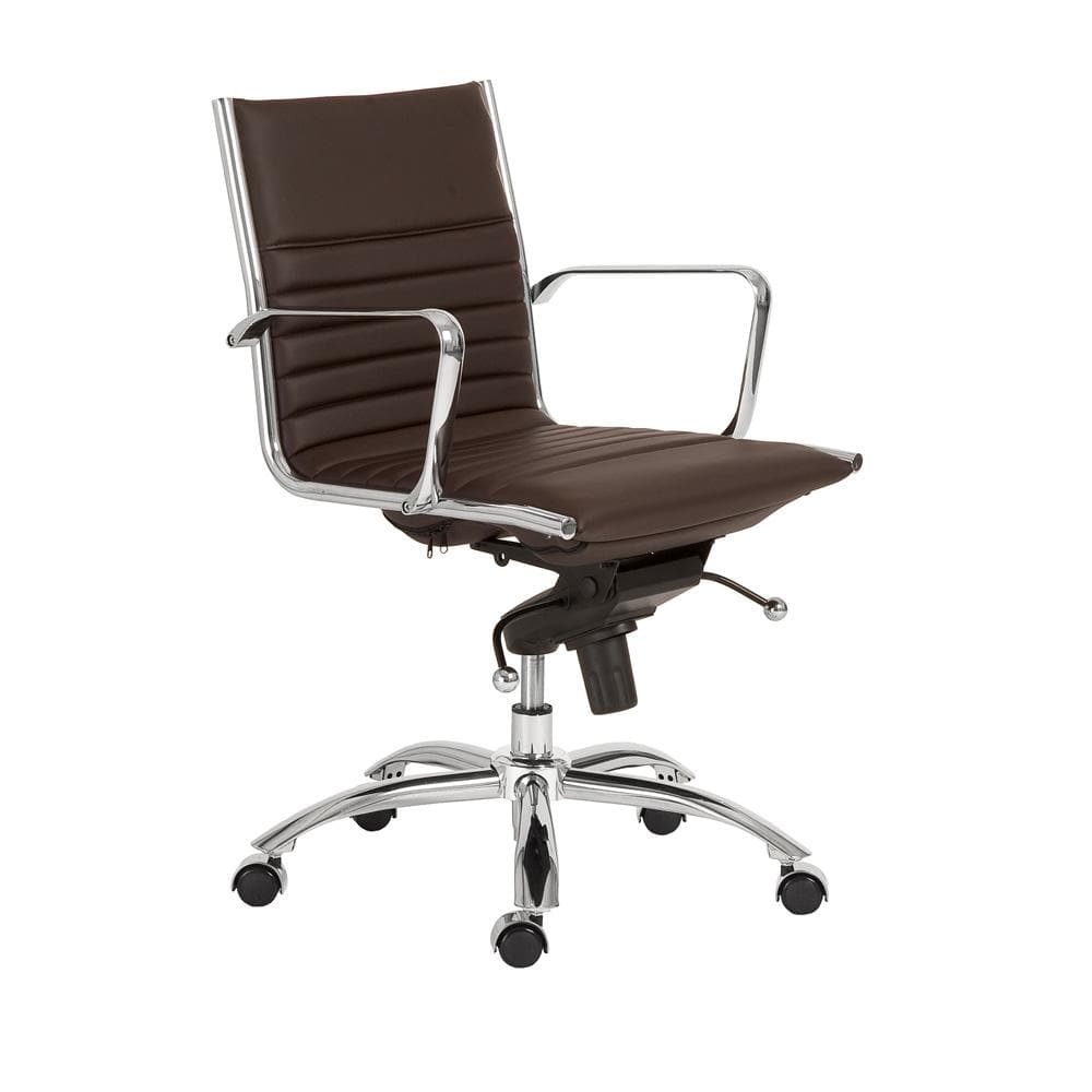Euro Style - Dirk Faux Leather Low Back Office Chair, Brown/Chrome - 00674BRN veiw 2