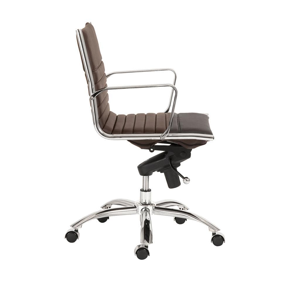 Euro Style - Dirk Faux Leather Low Back Office Chair, Brown/Chrome - 00674BRN veiw 3
