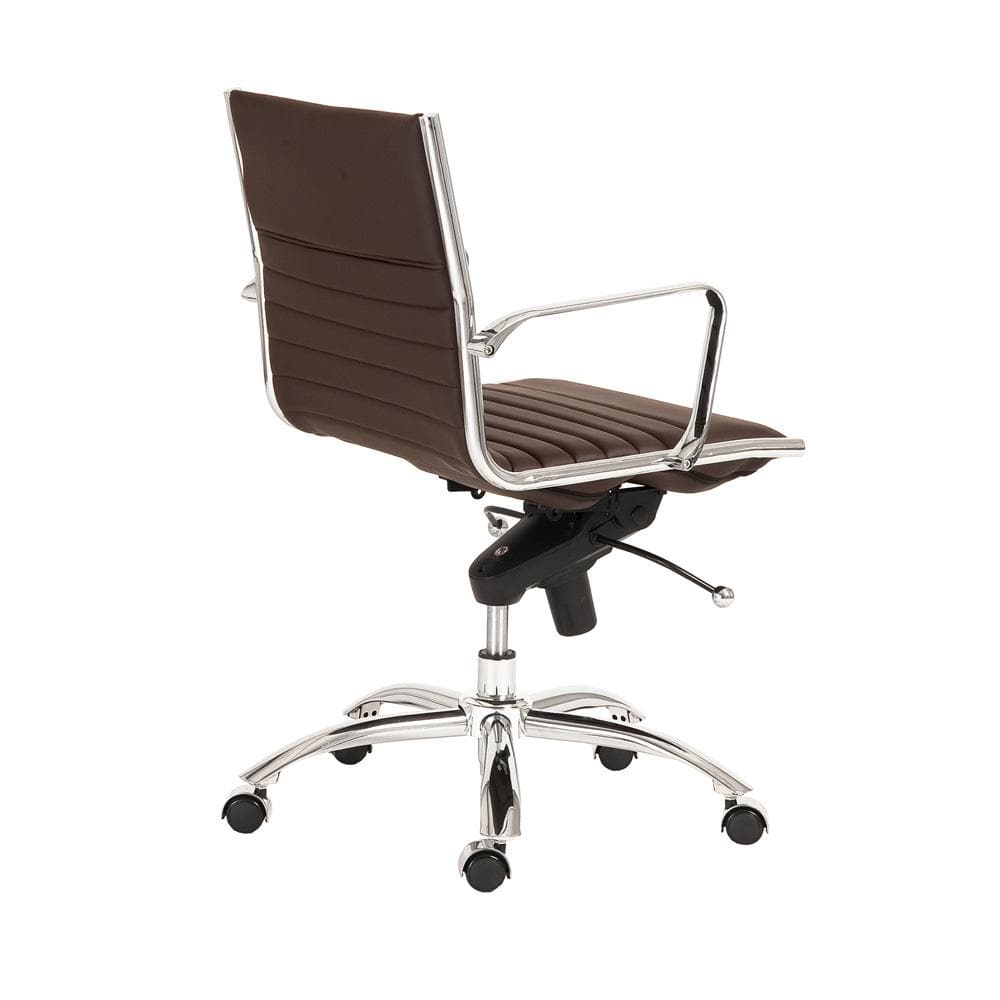 Euro Style - Dirk Faux Leather Low Back Office Chair, Brown/Chrome - 00674BRN veiw 4