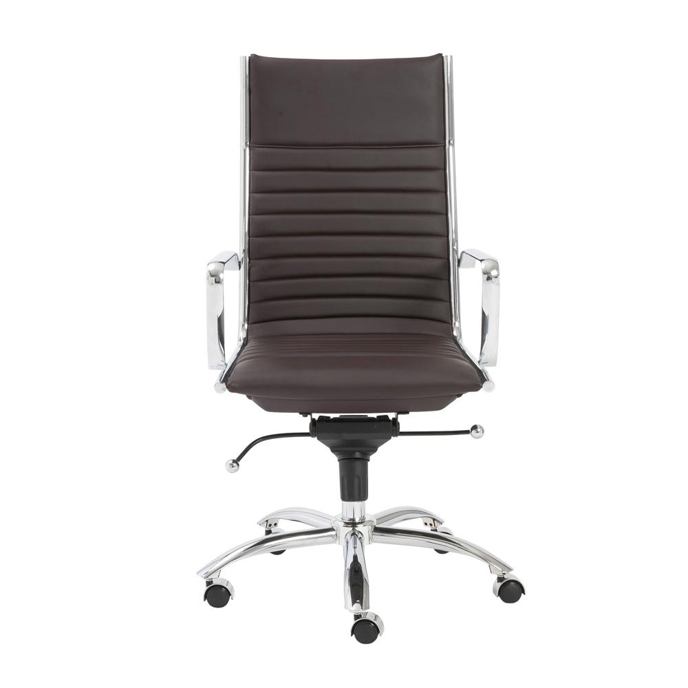 Euro Style - Dirk Faux Leather High Back Office Chair, Brown/Chrome - 00675BRN veiw 1