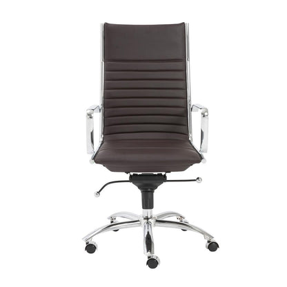 Euro Style - Dirk Faux Leather High Back Office Chair, Brown/Chrome - 00675BRN veiw 1
