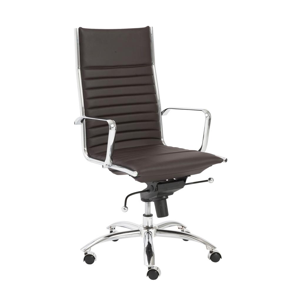 Euro Style - Dirk Faux Leather High Back Office Chair, Brown/Chrome - 00675BRN veiw 2