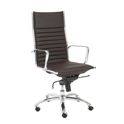 Euro Style - Dirk Faux Leather High Back Office Chair, Brown/Chrome - 00675BRN veiw 2