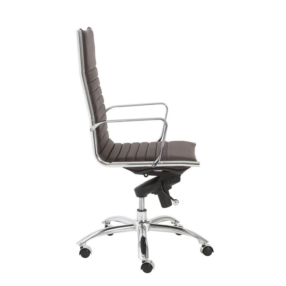 Euro Style - Dirk Faux Leather High Back Office Chair, Brown/Chrome - 00675BRN veiw 3