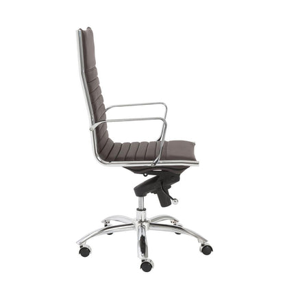 Euro Style - Dirk Faux Leather High Back Office Chair, Brown/Chrome - 00675BRN veiw 3