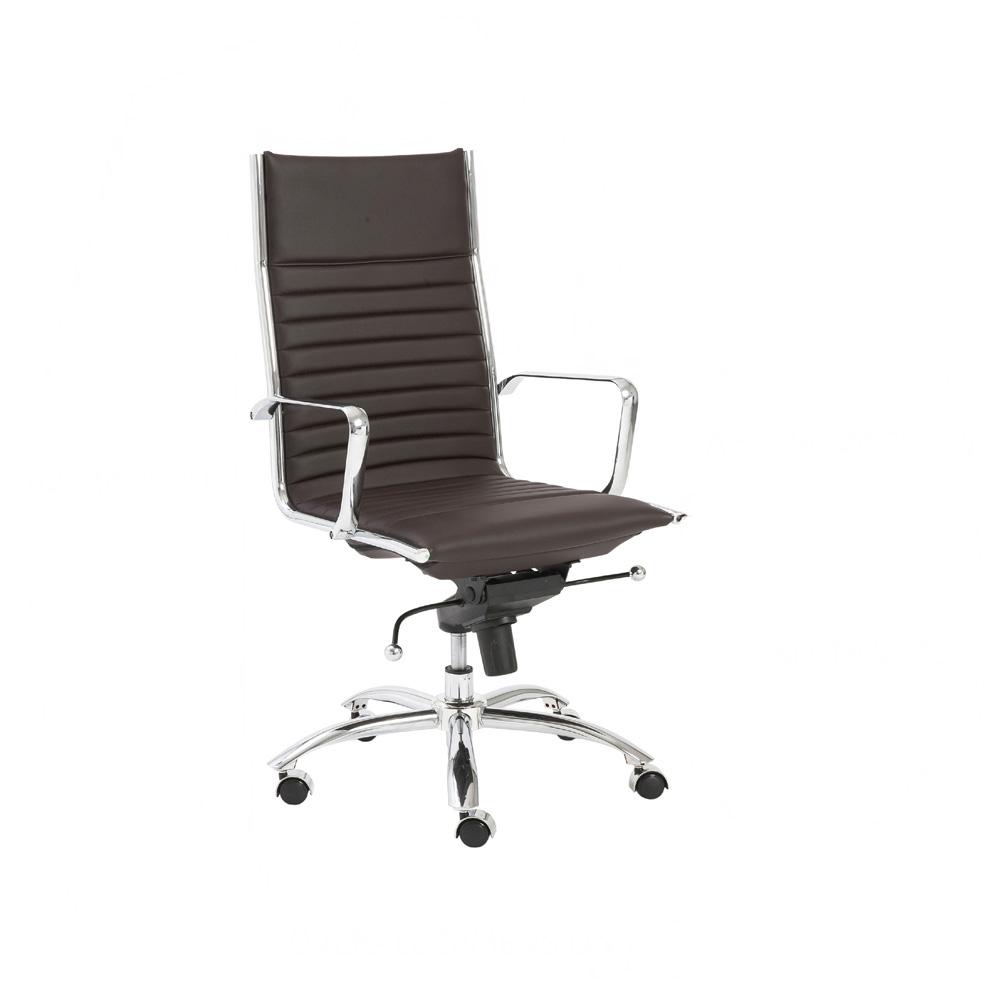 Euro Style - Dirk Faux Leather High Back Office Chair, Brown/Chrome - 00675BRN veiw 5
