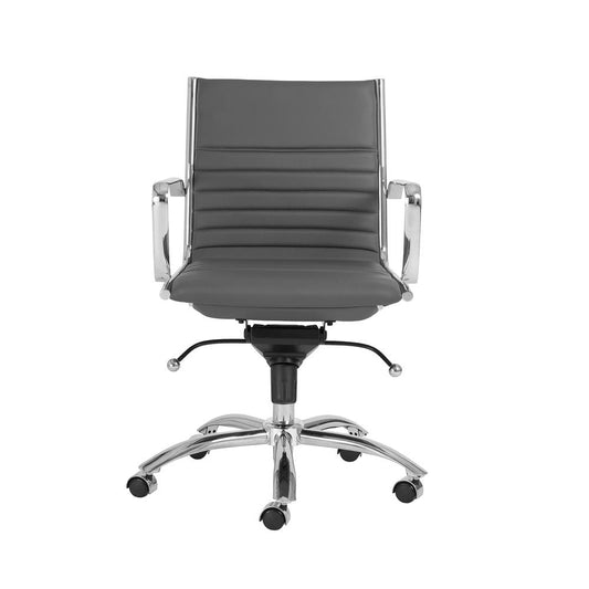 Euro Style - Dirk Faux Leather Low Back Office Chair, Gray/Chrome - 00674GRY veiw 1