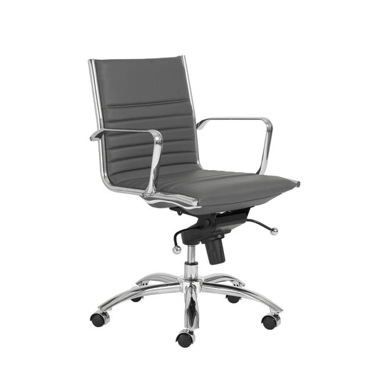 Euro Style - Dirk Faux Leather Low Back Office Chair, Gray/Chrome - 00674GRY veiw 2
