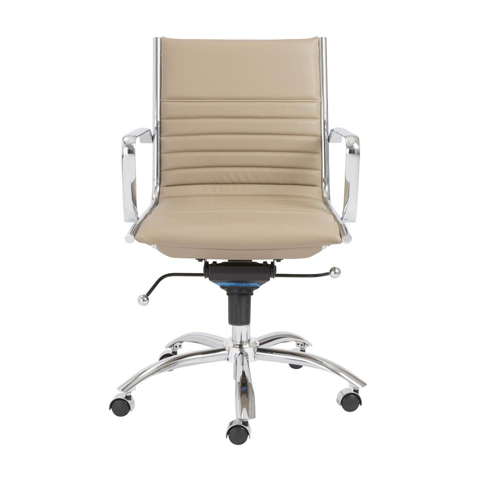 Euro Style - Dirk Faux Leather High Back Office Chair, Taupe/Chrome - 00675TPE veiw 1