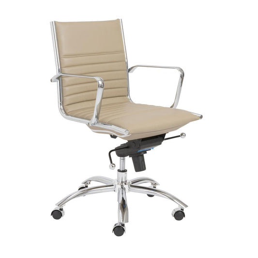Euro Style - Dirk Faux Leather High Back Office Chair, Taupe/Chrome - 00675TPE veiw 2