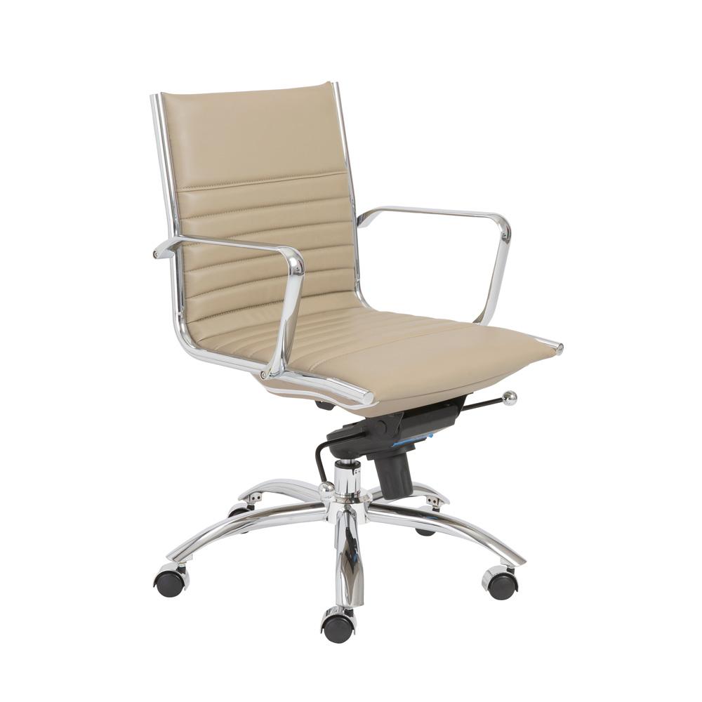 Euro Style - Dirk Faux Leather High Back Office Chair, Taupe/Chrome - 00675TPE veiw 3
