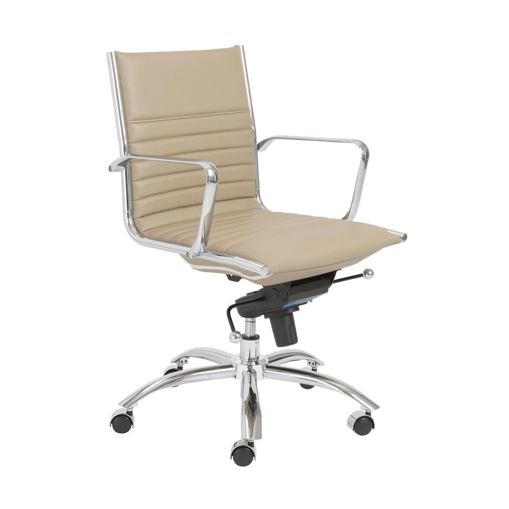 Euro Style - Dirk Faux Leather High Back Office Chair, Taupe/Chrome - 00675TPE veiw 4