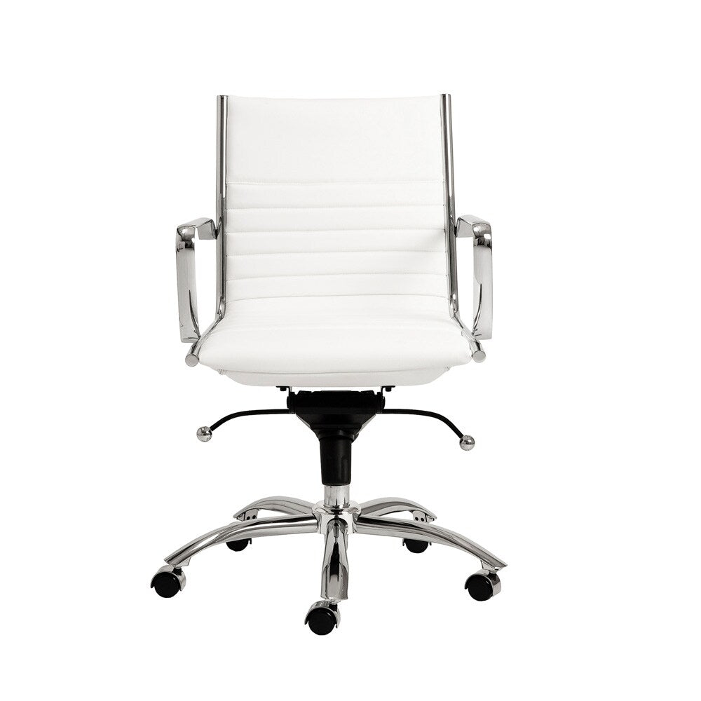 Euro Style - Dirk Faux Leather Low Back Office Chair, White/Chrome - 00674WHT veiw 1