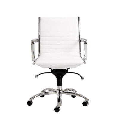 Euro Style - Dirk Faux Leather Low Back Office Chair, White/Chrome - 00674WHT veiw 1