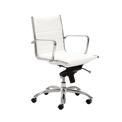 Euro Style - Dirk Faux Leather Low Back Office Chair, White/Chrome - 00674WHT veiw 2