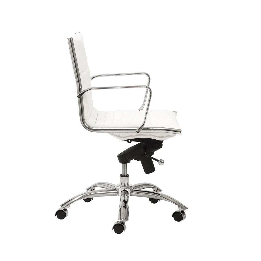 Euro Style - Dirk Faux Leather Low Back Office Chair, White/Chrome - 00674WHT veiw 3