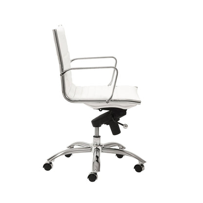 Euro Style - Dirk Faux Leather Low Back Office Chair, White/Chrome - 00674WHT veiw 3