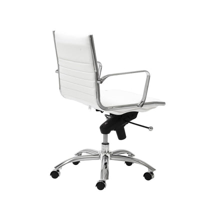 Euro Style - Dirk Faux Leather Low Back Office Chair, White/Chrome - 00674WHT veiw 4
