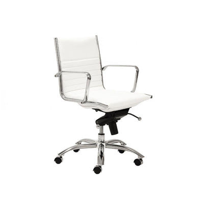 Euro Style - Dirk Faux Leather Low Back Office Chair, White/Chrome - 00674WHT veiw 5
