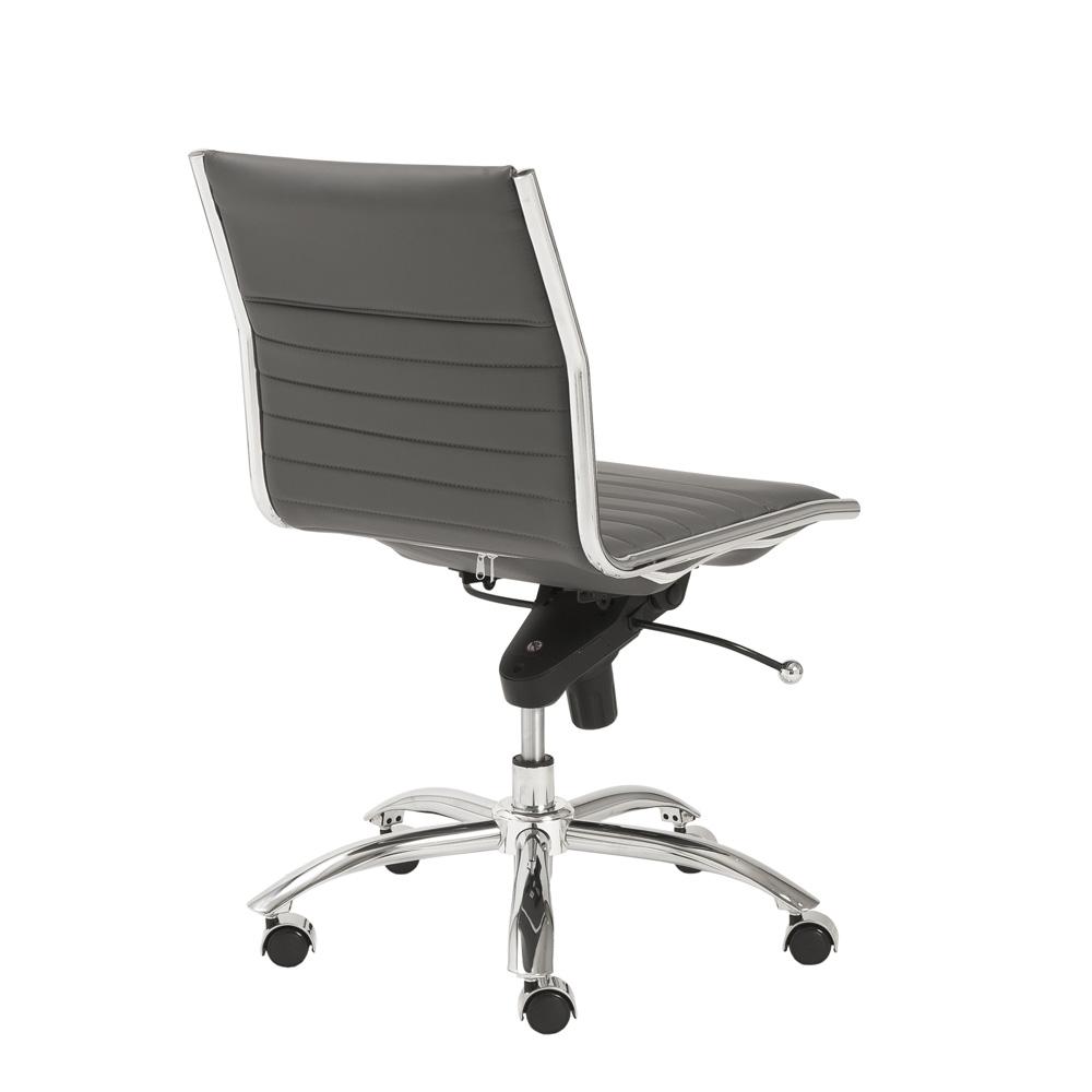 Euro Style - Dirk Faux Leather Low Back Armless Office Chair, Gray/Chrome - 01266GRY veiw 4