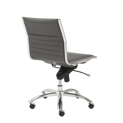 Euro Style - Dirk Faux Leather Low Back Armless Office Chair, Gray/Chrome - 01266GRY veiw 4