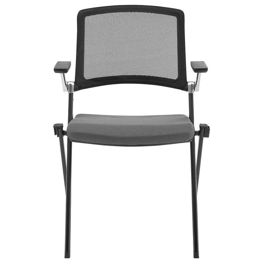 Euro Style - Hilma Fabric Stacking Chairs with Mesh Back, Gray/Matte Black - Set of 2 - 12100GRY veiw 1