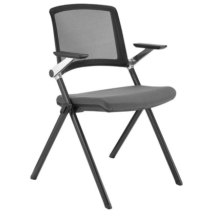 Euro Style - Hilma Fabric Stacking Chairs with Mesh Back, Gray/Matte Black - Set of 2 - 12100GRY veiw 2