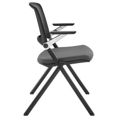 Euro Style - Hilma Fabric Stacking Chairs with Mesh Back, Gray/Matte Black - Set of 2 - 12100GRY veiw 3