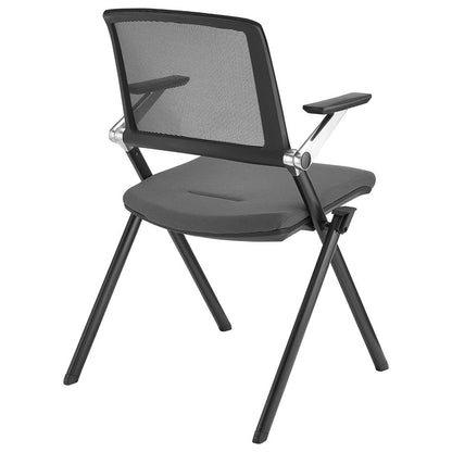 Euro Style - Hilma Fabric Stacking Chairs with Mesh Back, Gray/Matte Black - Set of 2 - 12100GRY veiw 4