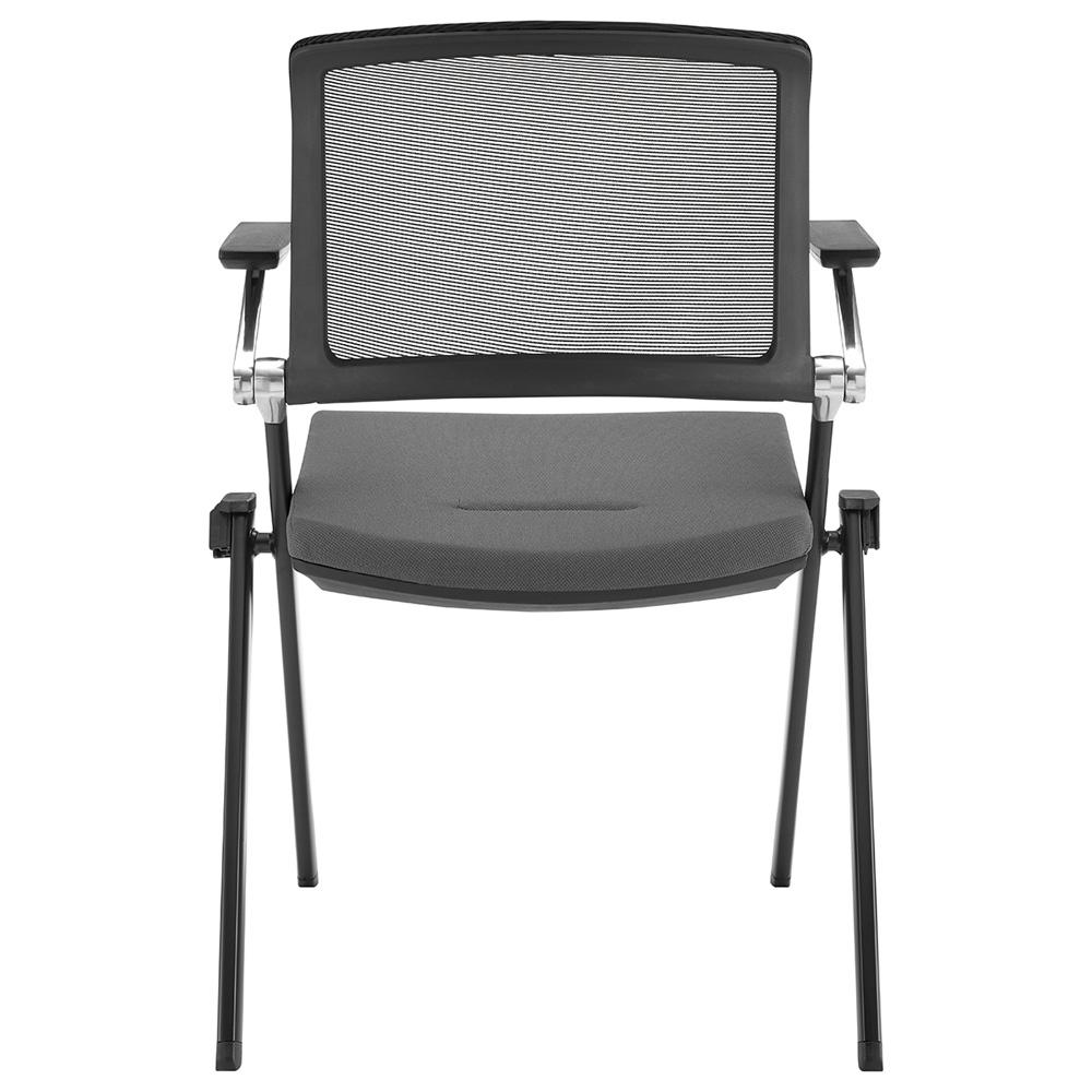 Euro Style - Hilma Fabric Stacking Chairs with Mesh Back, Gray/Matte Black - Set of 2 - 12100GRY veiw 5