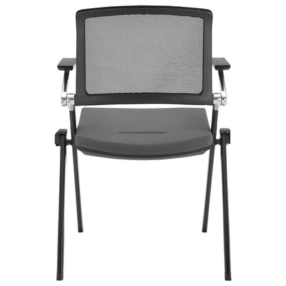 Euro Style - Hilma Fabric Stacking Chairs with Mesh Back, Gray/Matte Black - Set of 2 - 12100GRY veiw 5
