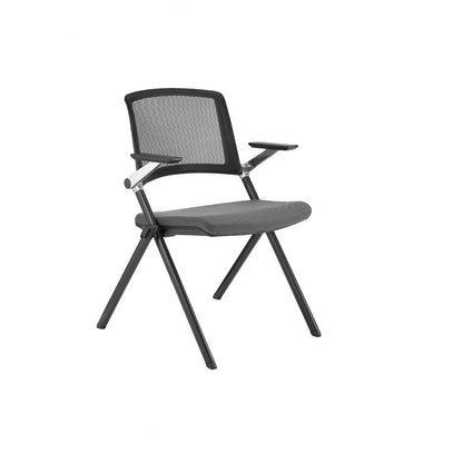 Euro Style - Hilma Fabric Stacking Chairs with Mesh Back, Gray/Matte Black - Set of 2 - 12100GRY veiw 7