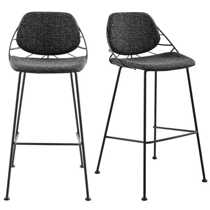 Euro Style - Linnea Fabric Bar Stools, Black/Matte Black - Set of 2 - 30564BLK veiw 1