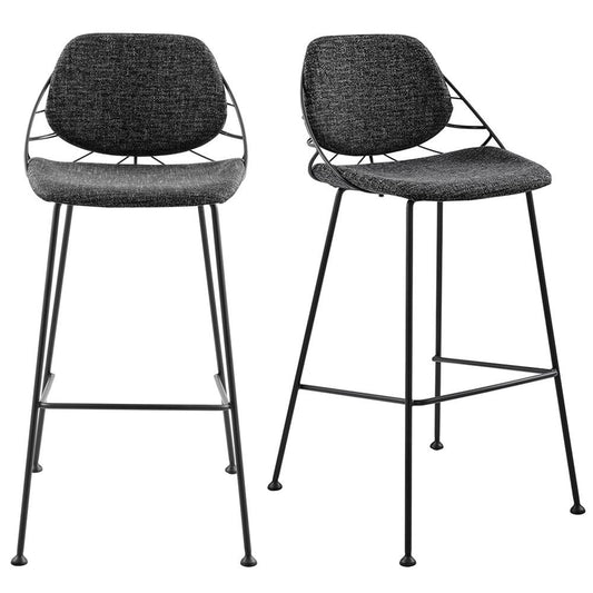 Euro Style - Linnea Fabric Bar Stools, Black/Matte Black - Set of 2 - 30564BLK veiw 1