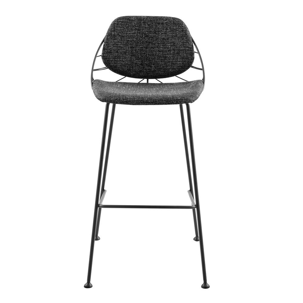 Euro Style - Linnea Fabric Bar Stools, Black/Matte Black - Set of 2 - 30564BLK veiw 2