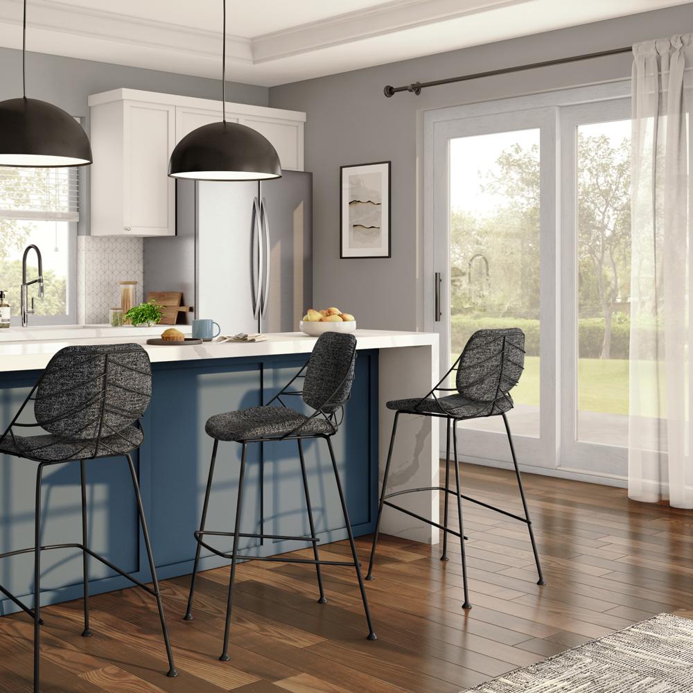 Euro Style - Linnea Fabric Bar Stools, Black/Matte Black - Set of 2 - 30564BLK veiw 8