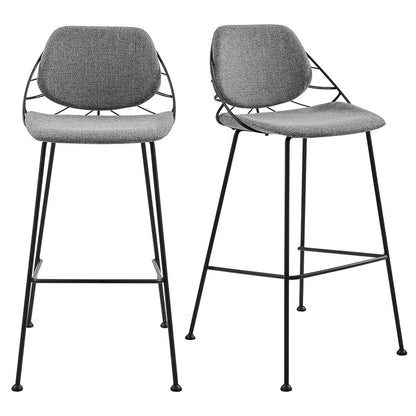 Euro Style - Linnea Fabric Bar Stools, Light Gray/Matte Black - Set of 2 - 30564LTGRY veiw 1