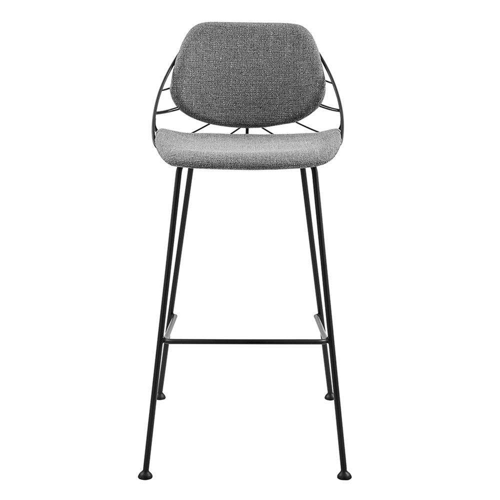 Euro Style - Linnea Fabric Bar Stools, Light Gray/Matte Black - Set of 2 - 30564LTGRY veiw 2