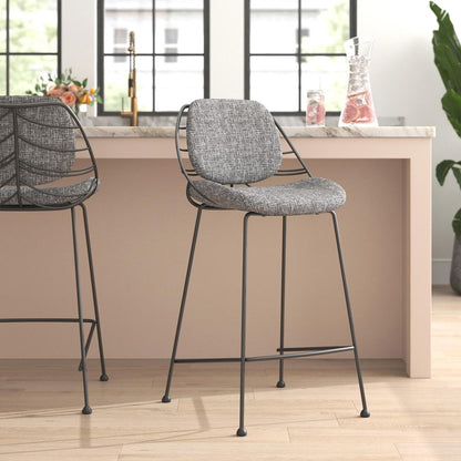 Euro Style - Linnea Fabric Bar Stools, Light Gray/Matte Black - Set of 2 - 30564LTGRY veiw 8