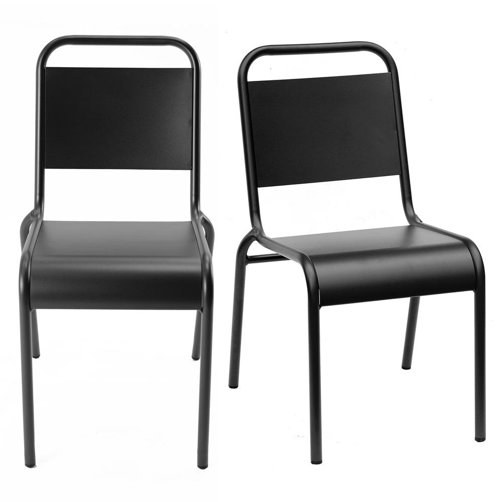 Euro Style - Otis Stackable Aluminum Outdoor Side Chairs, Black - Set of 2 - 90712-BLK veiw 1
