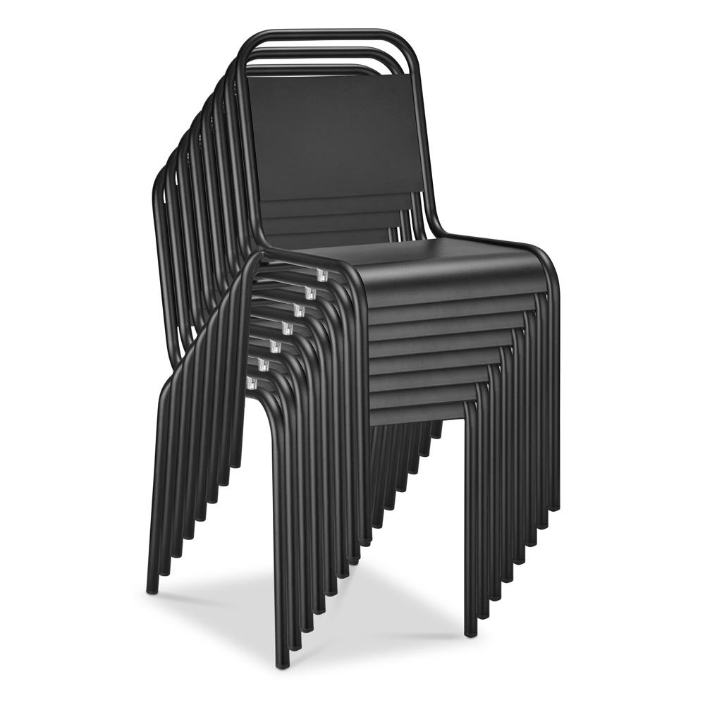 Euro Style - Otis Stackable Aluminum Outdoor Side Chairs, Black - Set of 2 - 90712-BLK veiw 7