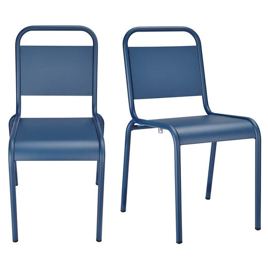Euro Style - Otis Stackable Aluminum Outdoor Side Chairs, Dark Blue - Set of 2 - 90712-DKBLU veiw 1