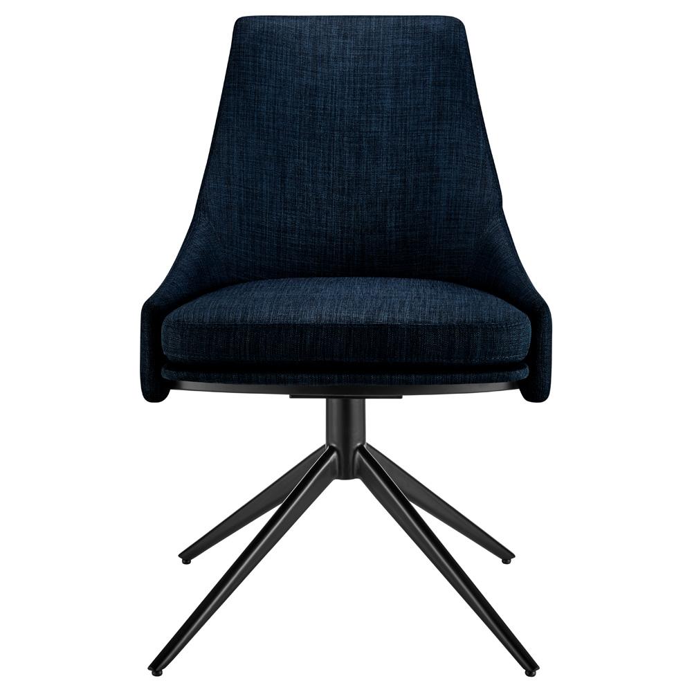 Euro Style - Signa Fabric Swivel Side Chair, Blue/Black - 38996-BLU veiw 1