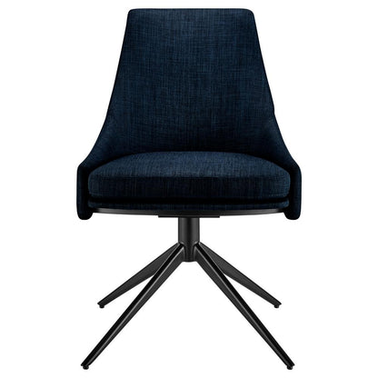Euro Style - Signa Fabric Swivel Side Chair, Blue/Black - 38996-BLU veiw 1