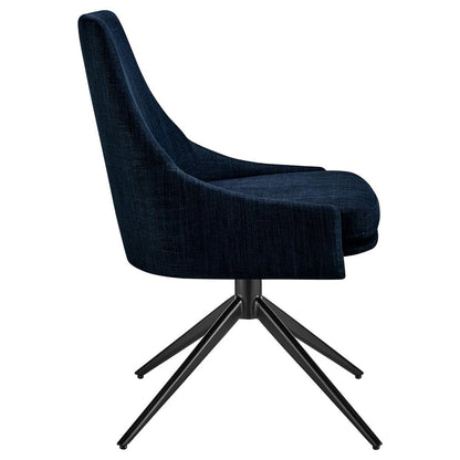 Euro Style - Signa Fabric Swivel Side Chair, Blue/Black - 38996-BLU veiw 3