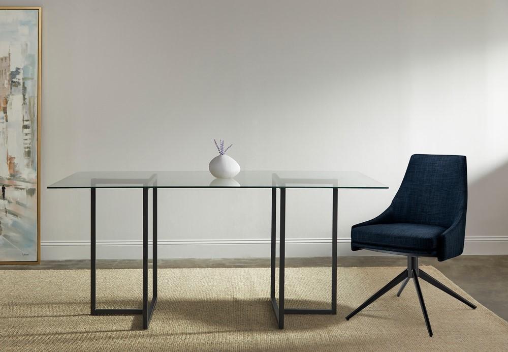 Euro Style - Signa Fabric Swivel Side Chair, Blue/Black - 38996-BLU veiw 6