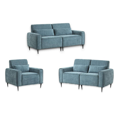 Lilola Home - Valentina 74inW Blue Chenille Sofa Loveseat Chair Living Room Set-89118-SLC veiw 1