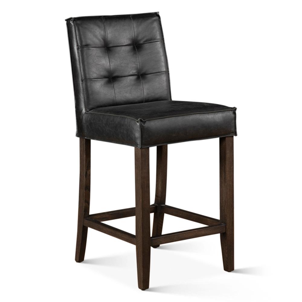 World Interiors - Aven Counter Chair with Dark Legs : World Interiors - Aven Counter Chair in Black Leather with Dark Legs - ZWAVECCBLD veiw 1